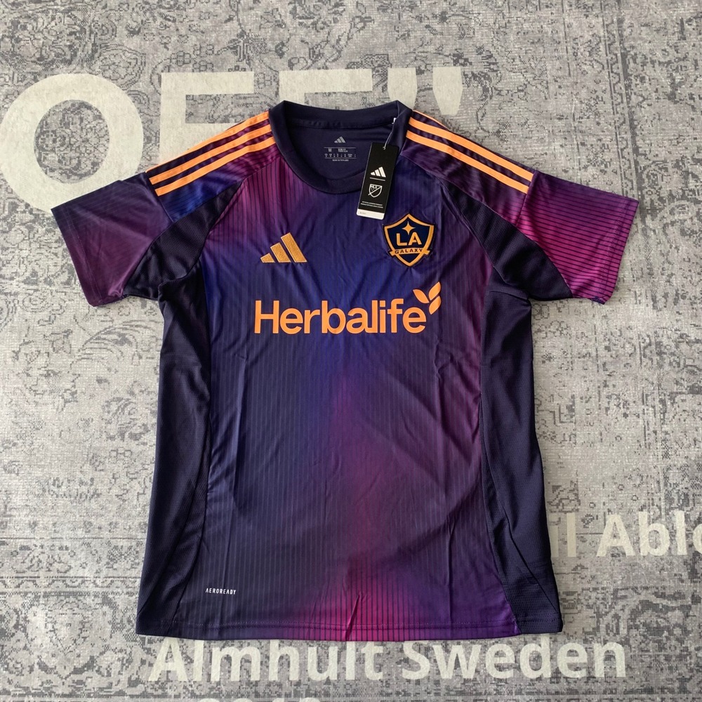 Adidas LA Galaxy Jersey Mens Medium Purple NWT MLS Soccer Herbalife Slim Fit
